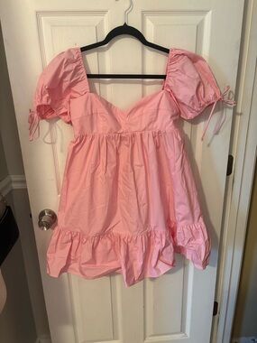 Olivaceous Pink Smocked Waist Babydoll Dress